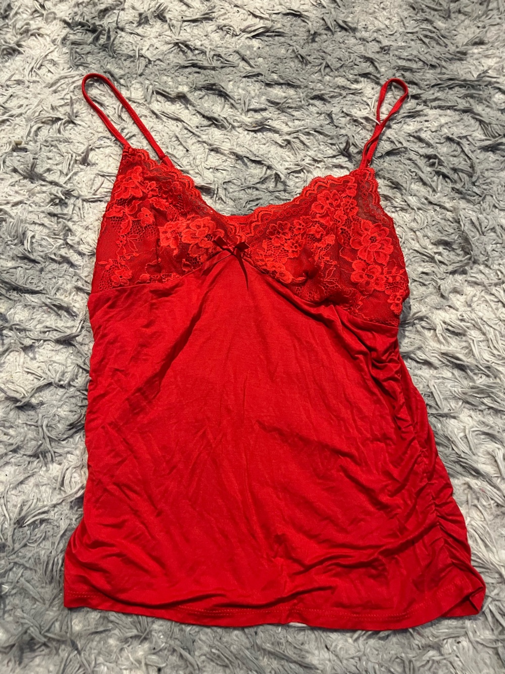 Lace-Trim Red Camisole spaghetti strap tank top